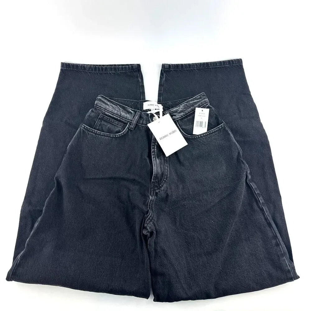 Ronny Kobo Women's Charcoal Naomi Wide Leg Jeans Size 25 - Picture 5 of 13